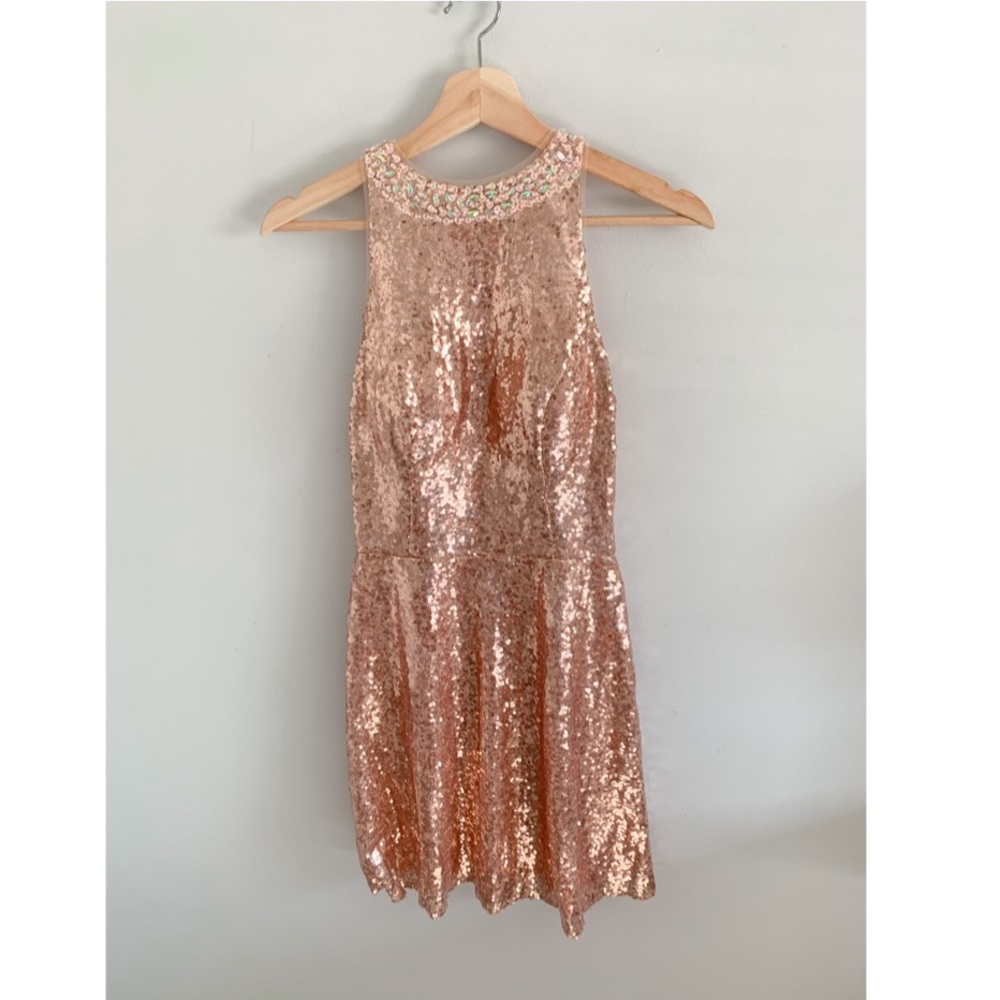 Rose gold sequin dress